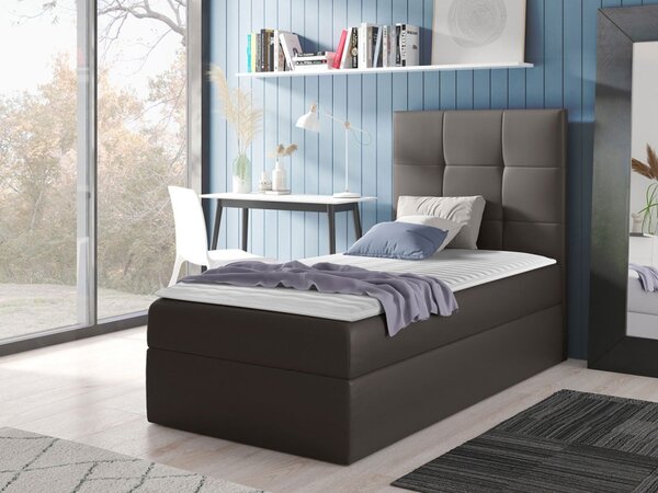 Kontinentální jednolůžková postel Kanvar 2, Strana: levá, Rozměr postele: 80x200, Barva:: ekokůže Soft 011 (černá) 5903211181085