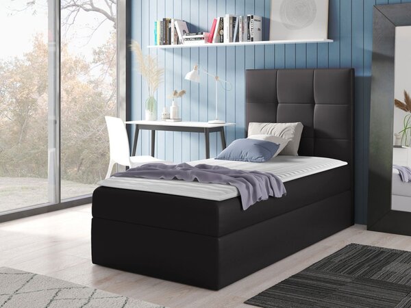 Kontinentální jednolůžková postel Kanvar 2, Strana: levá, Rozměr postele: 80x200, Barva:: ekokůže Soft 011 (černá) 5903211181085