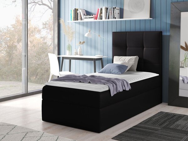 Kontinentální jednolůžková postel Kanvar 2, Strana: levá, Rozměr postele: 80x200, Barva:: ekokůže Soft 011 (černá) 5903211181085