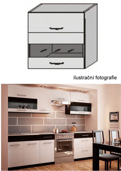 KONDELA Horní skříňka, bílá / wenge, JURA NEW B GW1-80