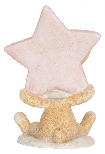 Pastelová vánoční dekorace zajíček s třpytivou šálou a hvězdou Merry Christmas – 8x5x11 cm