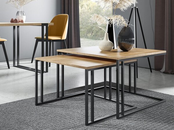 Set 2 konferenčních stolků Froyw, Barva: černá / dub craft zlatý 5903211310492