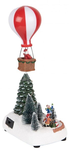 Vánoční hrací dekorace Santa Claus v balónu na stromečku s LED osvětlením – 17x13x15/18 cm