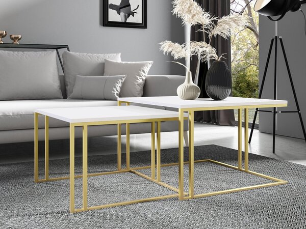 Set 2 konferenčních stolků Froyw Gold, Barva: zlatá / černý molet 5903211310546