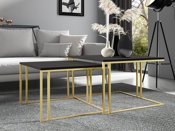 Set 2 konferenčních stolků Froyw Gold, Barva: zlatá / černý molet 5903211310546