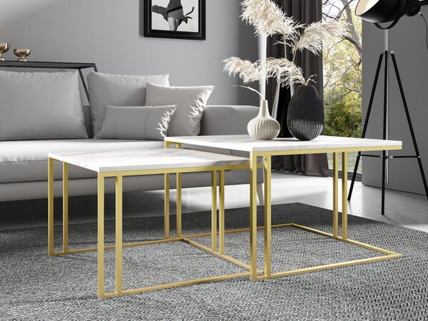 Set 2 konferenčních stolků Froyw Gold, Barva: zlatá / černý molet 5903211310546