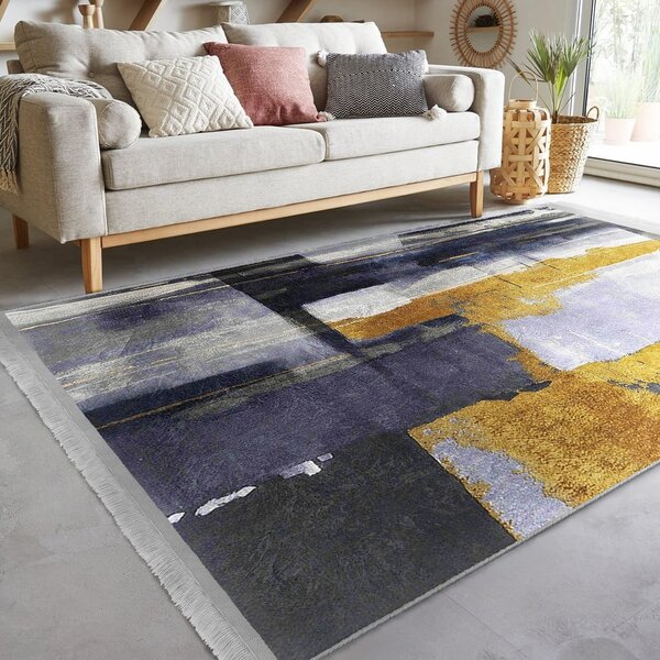 Žluto-tmavě modrý pratelný koberec 80x150 cm Unique – Mila Home