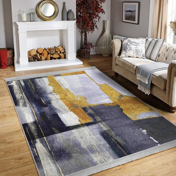 Žluto-tmavě modrý pratelný koberec 80x150 cm Unique – Mila Home