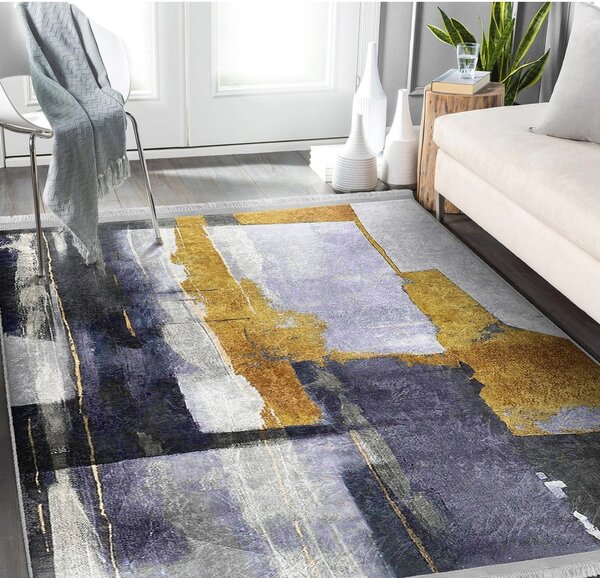 Žluto-tmavě modrý pratelný koberec 80x150 cm Unique – Mila Home