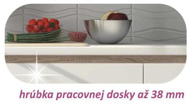 KONDELA Dolní skříňka D 60, vysoký bílý lesk/dub sonoma, LINE