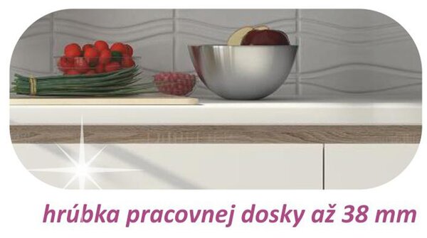 KONDELA Dolní skříňka D 80 3, vysoký bílý lesk/dub sonoma, LINE