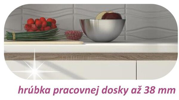 KONDELA Dolní skříňka D 80, vysoký bílý lesk/dub sonoma, LINE