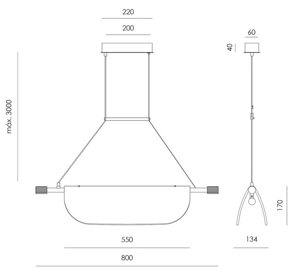 Aromas Lida Single LED závěsné svítidlo Černá matná