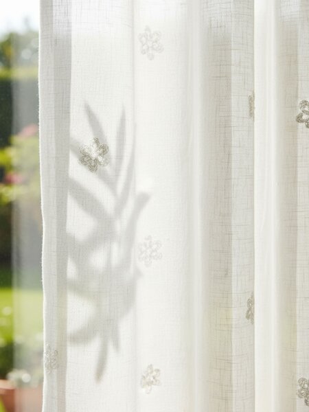 Sinsay - Perdea cu motive florale - bílá