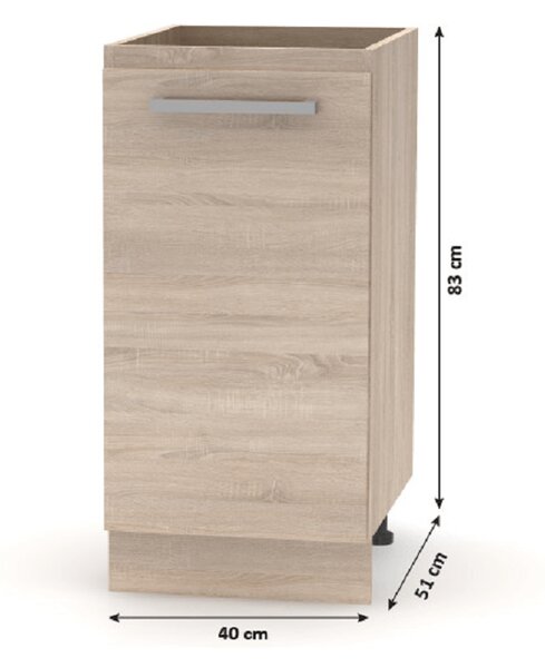 KONDELA Spodní skříňka 40 1DV, dub sonoma, NOPL-054-0S