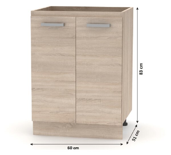 KONDELA Spodní skříňka 60 2DV, dub sonoma, NOPL-057-0S