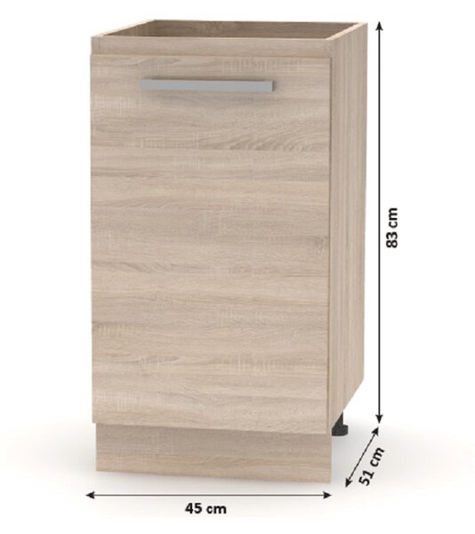 KONDELA Spodní skříňka 45 1DV, dub sonoma, NOPL-063-0S