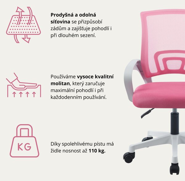 IDEPAR Kancelářská židle Argo (růžová)