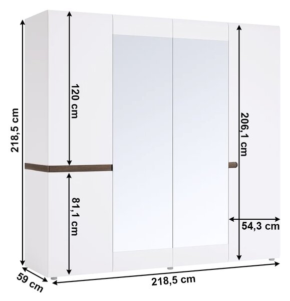 KONDELA Skříň, bílá extra vysoký lesk HG / dub sonoma tmavý truflový, LYNATET TYP 23