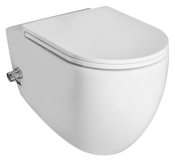 Isvea Isvea, INFINITY CLEANWASH závěsná WC mísa, integrovaná baterie a bidetová sprška, Rimless, 36,5x53cm, bílá, 10NFS9217I