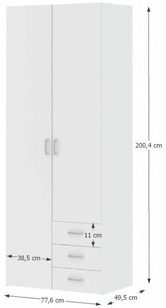 Skříň, 2 - dveřní, bílá, GWEN 70425