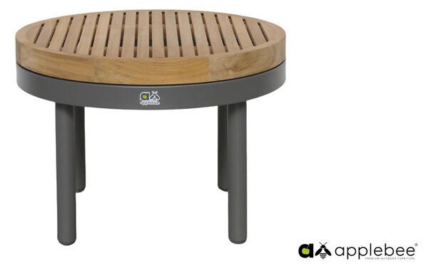 Apple Bee Konferenční stolek Maui, Apple Bee, kulatý 60x30 cm, rám lakovaný hliník Taupe, deska teak