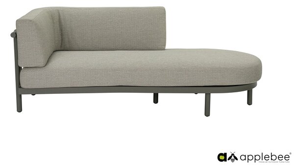 Apple Bee Relaxační díl levostranný Maui, Apple Bee, 200x80x68 cm, rám lakovaný hliník Taupe, výplet lanko Mid Grey, sedák venkovní látka Olefin Smoked Grey