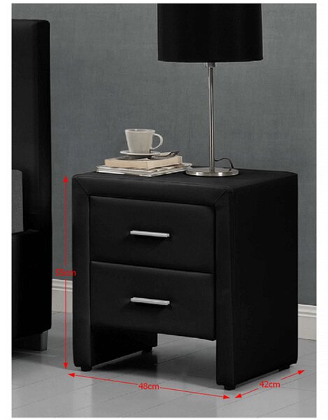 KONDELA Noční stolek, ekokůže, černá, CASTEL