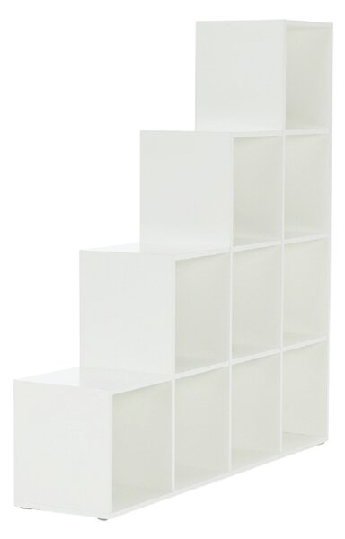 KONDELA Regál pyramida, bílý, DTD laminovaná, NORAH