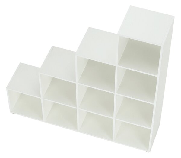 KONDELA Regál pyramida, bílý, DTD laminovaná, NORAH