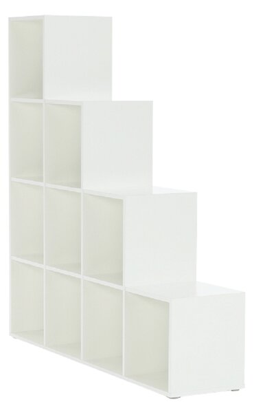 KONDELA Regál pyramida, bílý, DTD laminovaná, NORAH