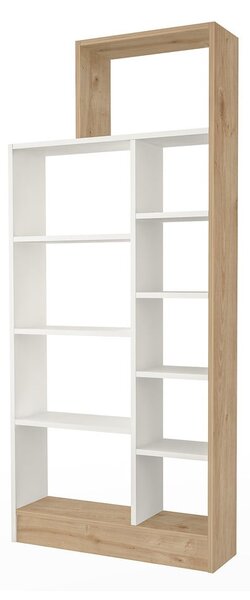 Bílá přírodní knihovna v dekoru borovice 75x171 cm Zerre – Gauge Concept