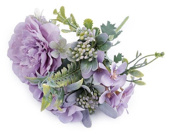 Umělá kytice s malou pivoňkou barva 4 fialová lila, 1 ks