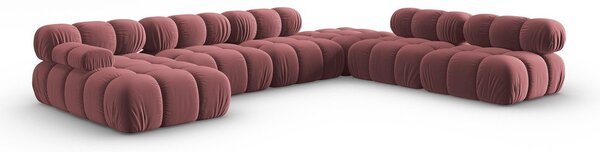 Růžová sametová pohovka 379 cm Bellis – Micadoni Home