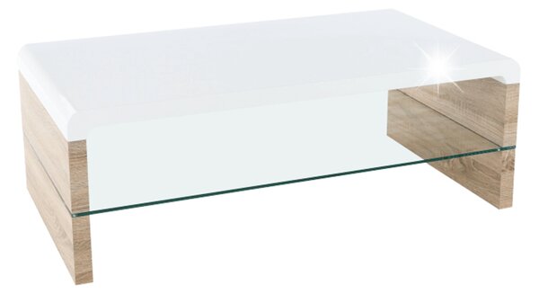 Konferenční stolek 110x40cm v bílé barvě s čirým sklem TK2144 2
