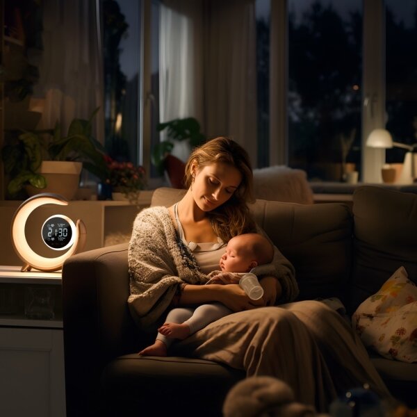 Immax 08985L-LED RGBW Stmívatelná stolní lampa s budíkem LED/20W/5V USB stříbrná