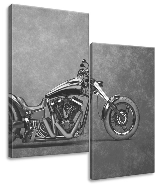 Gario 2 dílný obraz na plátně Motorka černý chopper Velikost: 60 x 60 cm