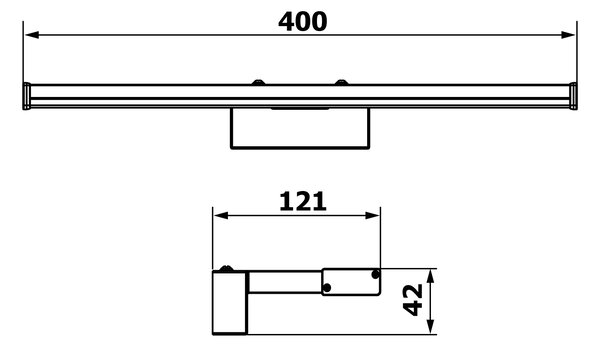 Sapho Sapho, CHICAGO LED svítilna, 400x120x40 mm, 8W, 230 V, plast, černá matná