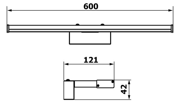 Sapho Sapho, CHICAGO XL LED svítidlo, 600x120x40 mm, 12W, 230 V, plast, černá matná