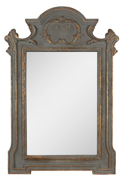 Zrcadlo v šedozeleném rámu se zlatou patinou Geerdine – 75x4x110 cm