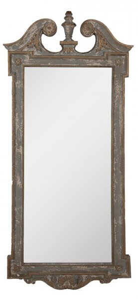 Zrcadlo v šedozeleném rámu se zlatou patinou Geerdine – 65x3x145 cm