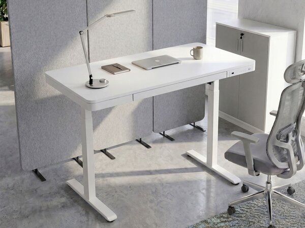 Elektricky výškově nastavitelný pracovní stůl PENLY Bílá 120 cm 60 cm s USB portem
