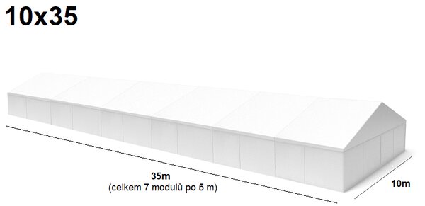 Velkokapacitní párty stan 10x35 m Varianta: NOVÝ BÍLÝ
