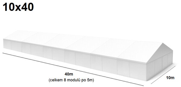 TENTino Velkokapacitní párty stan 10x40 m Varianta: NOVÝ BÍLÝ