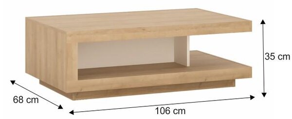 Konferenční stolek LEONARDO — 106x68x35, dub riviera / bílá s extra vysokým leskem