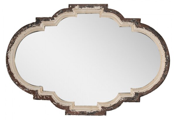 Zrcadlo v hnědo-béžovém dřevěném rámu Olympe – 63x4x91 cm