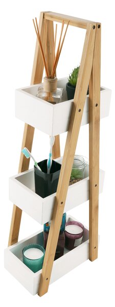 KONDELA Regál, bambus / bílá, VEGO