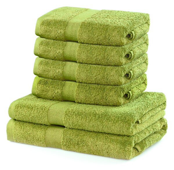 DecoKing - Sada bavlněných ručníků Světle zelená MARINA HLADKÉ-2*70x140+ 4*50x100