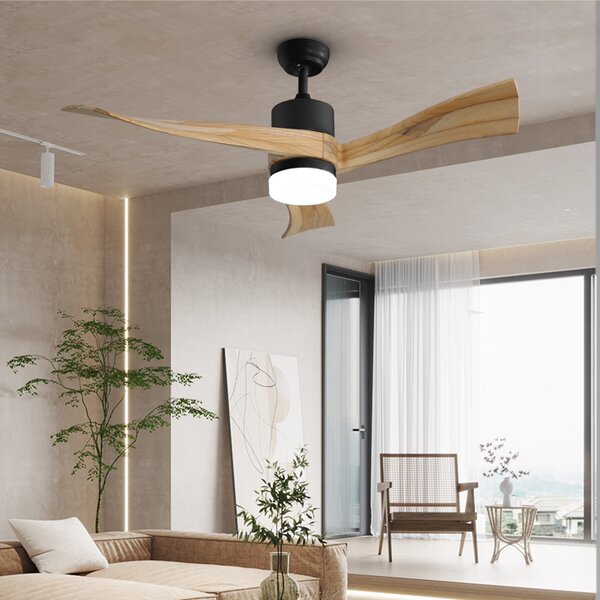 Immax NEO LITE SOFISTICADO Smart LED stropní svítidlo s ventilátorem Tuya WiFi černé/dřevo