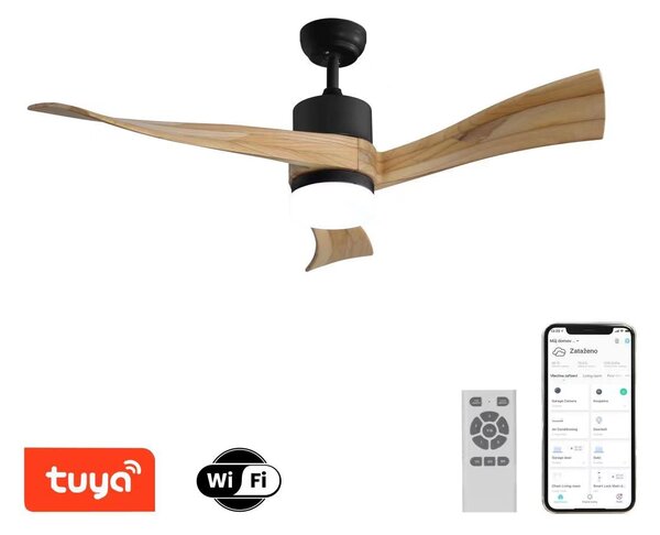 Immax NEO LITE SOFISTICADO Smart LED stropní svítidlo s ventilátorem Tuya WiFi černé/dřevo